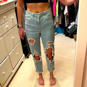 High rise ripped girlfriend jeans Express